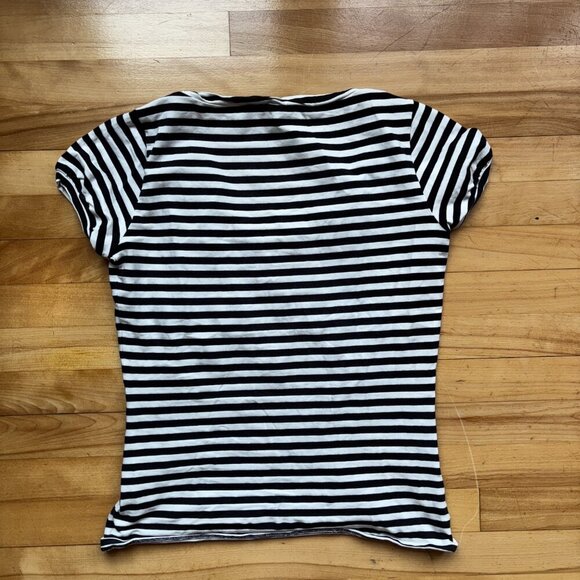 MaxMara Women's Black & White Striped Cotton Tee – Size S - Picture 11 of 11